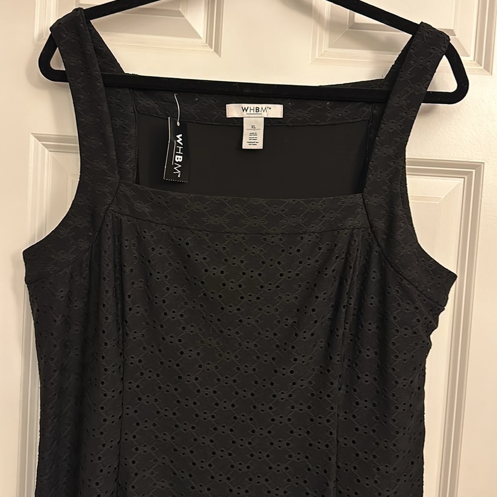 NWT WHBM Sleeveless Eyelet Fully Lined A-Line Dress w/Square Neck - Picture 3 of 8